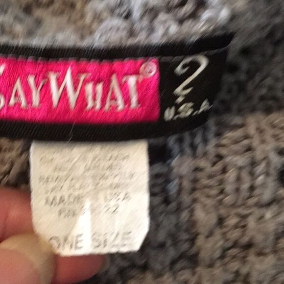 Vintage Say What? USA Cropped Sweater Poncho OS - Picture 7 of 7